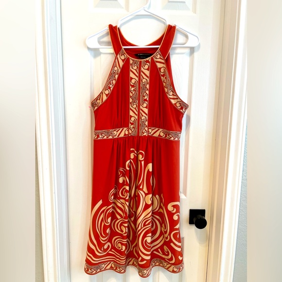 BCBGMaxAzria Dresses & Skirts - BCBGMaxAzria Damask Stained Glass Print Halter Dress Coral Pink Womens Medium